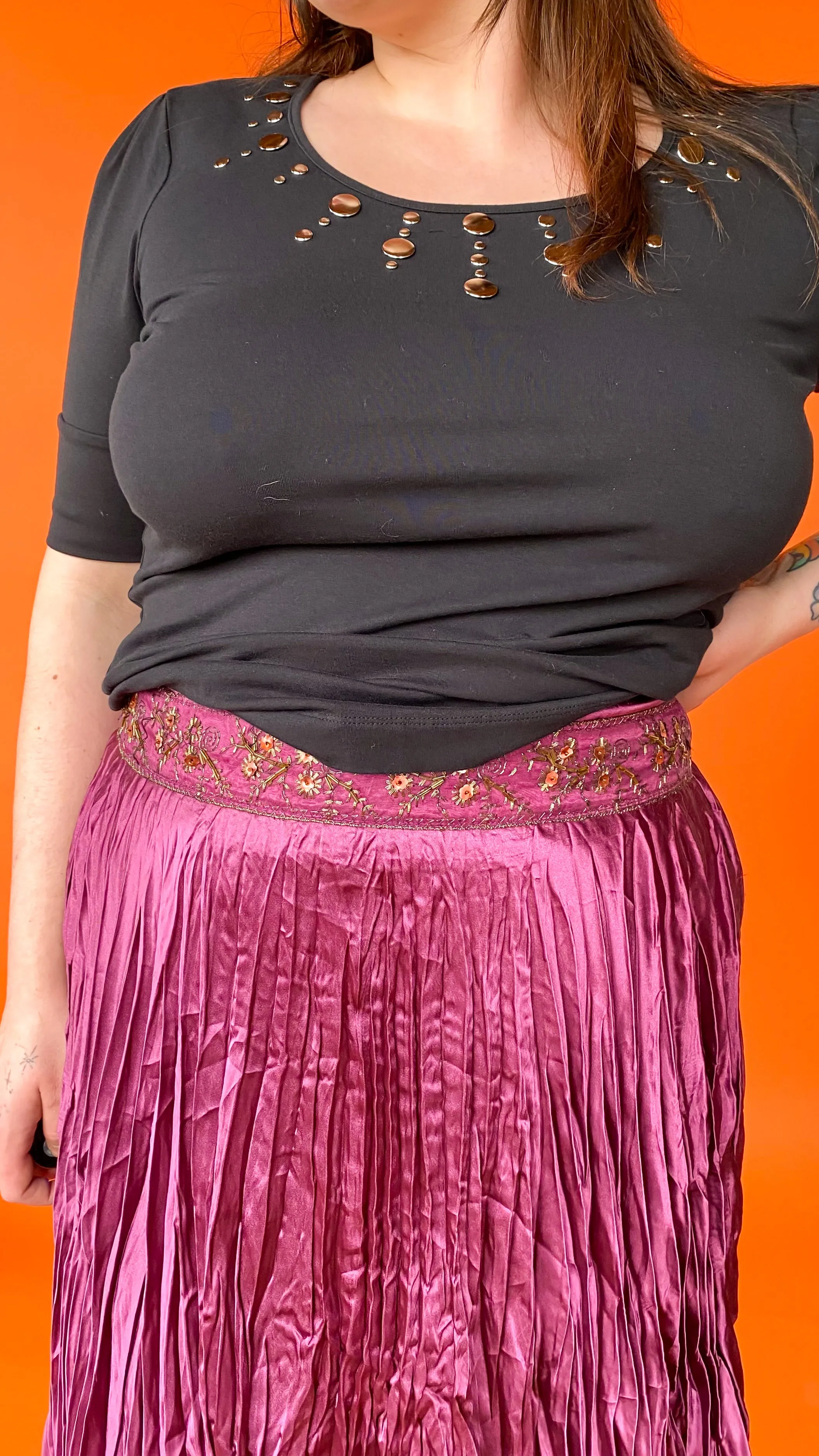 1990s Black Circle Studded Top sz. 2X