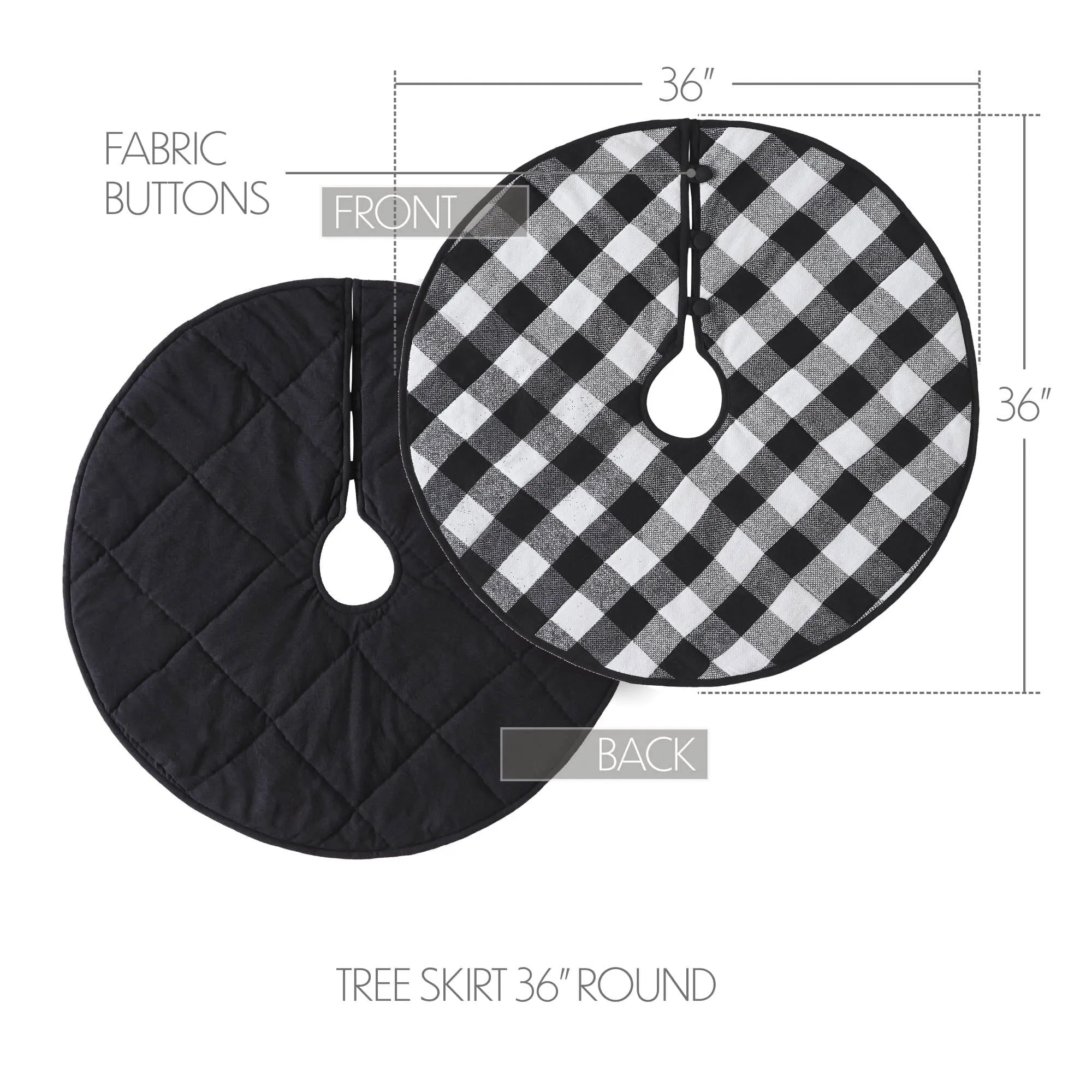 Annie Black Buffalo Check Tree Skirt 36"