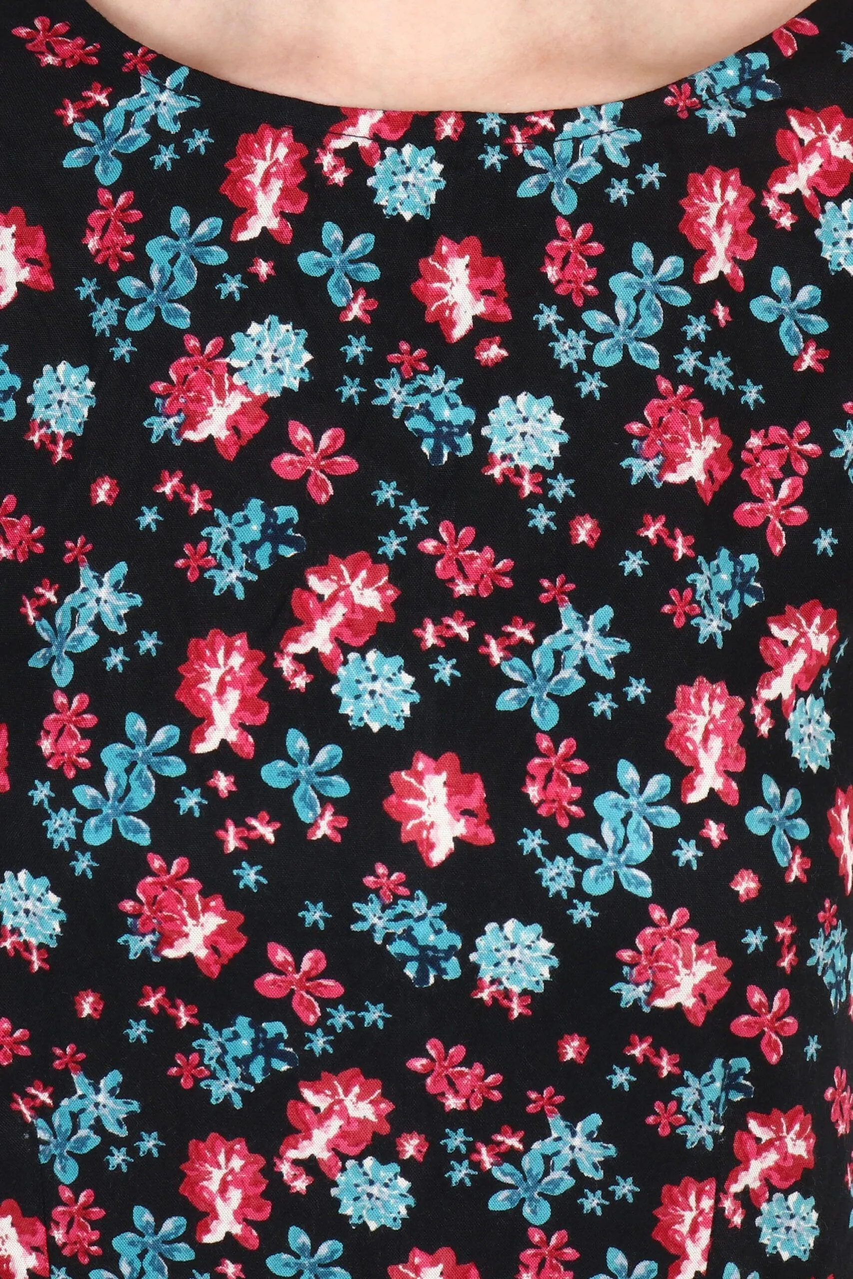 Black Floral Printed Woven Playsuit