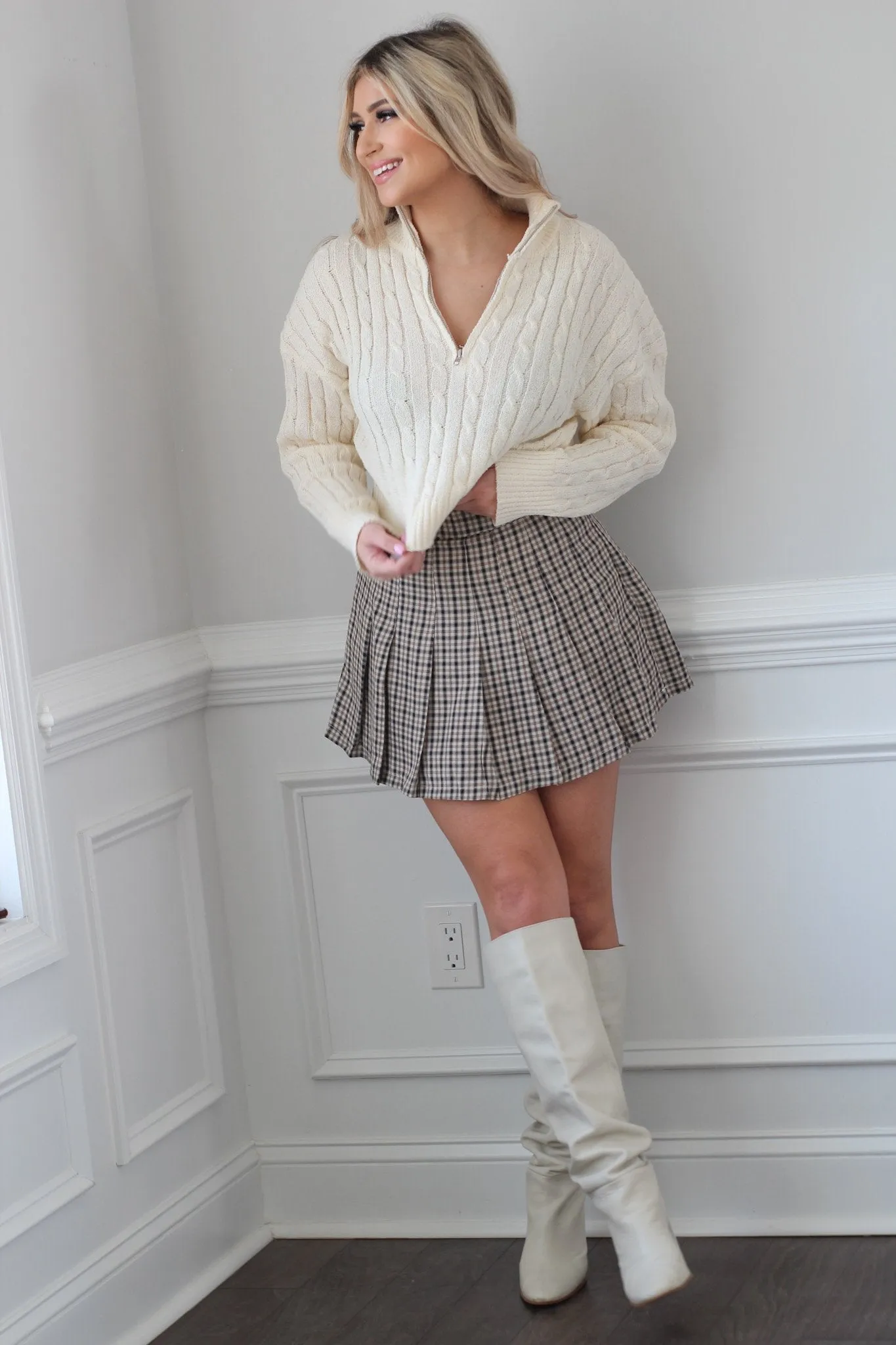 Blakely Pleated Mini Skirt  - Black