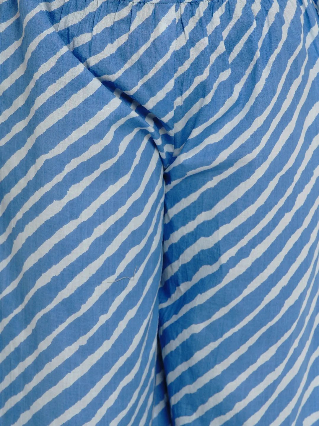 Blue Bandhej Kurta With Palazzos