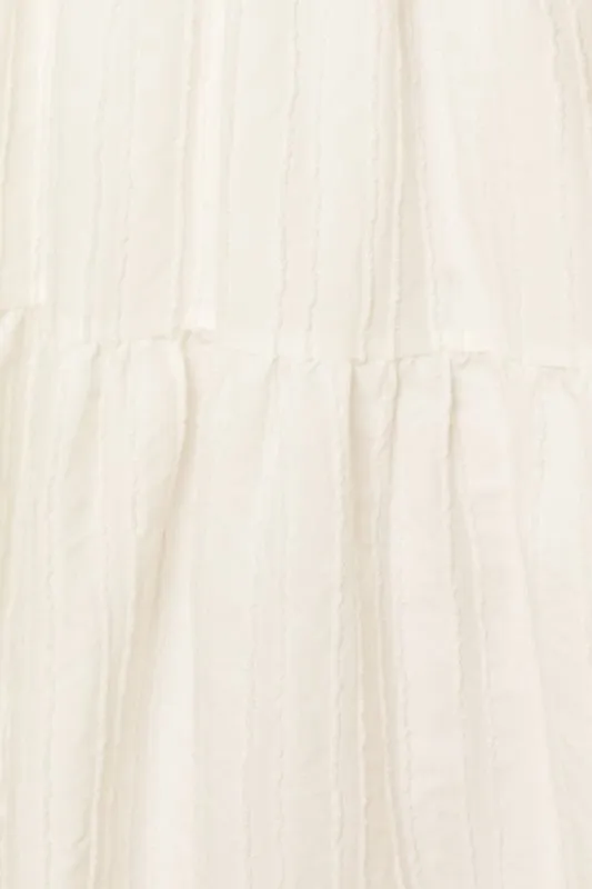 Bohemian Textured Striped Smocked Back Midi Dress