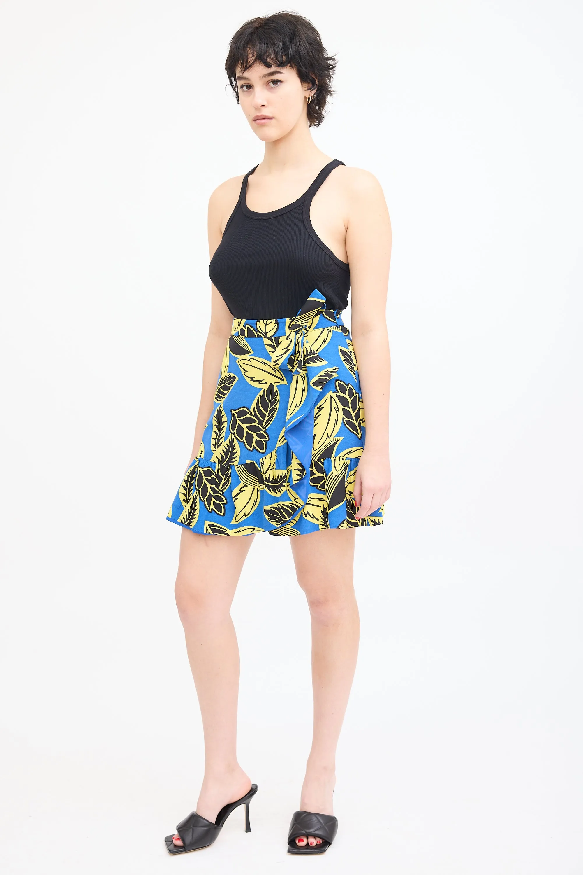 Boutique Blue & Multi Printed Wrap Skirt