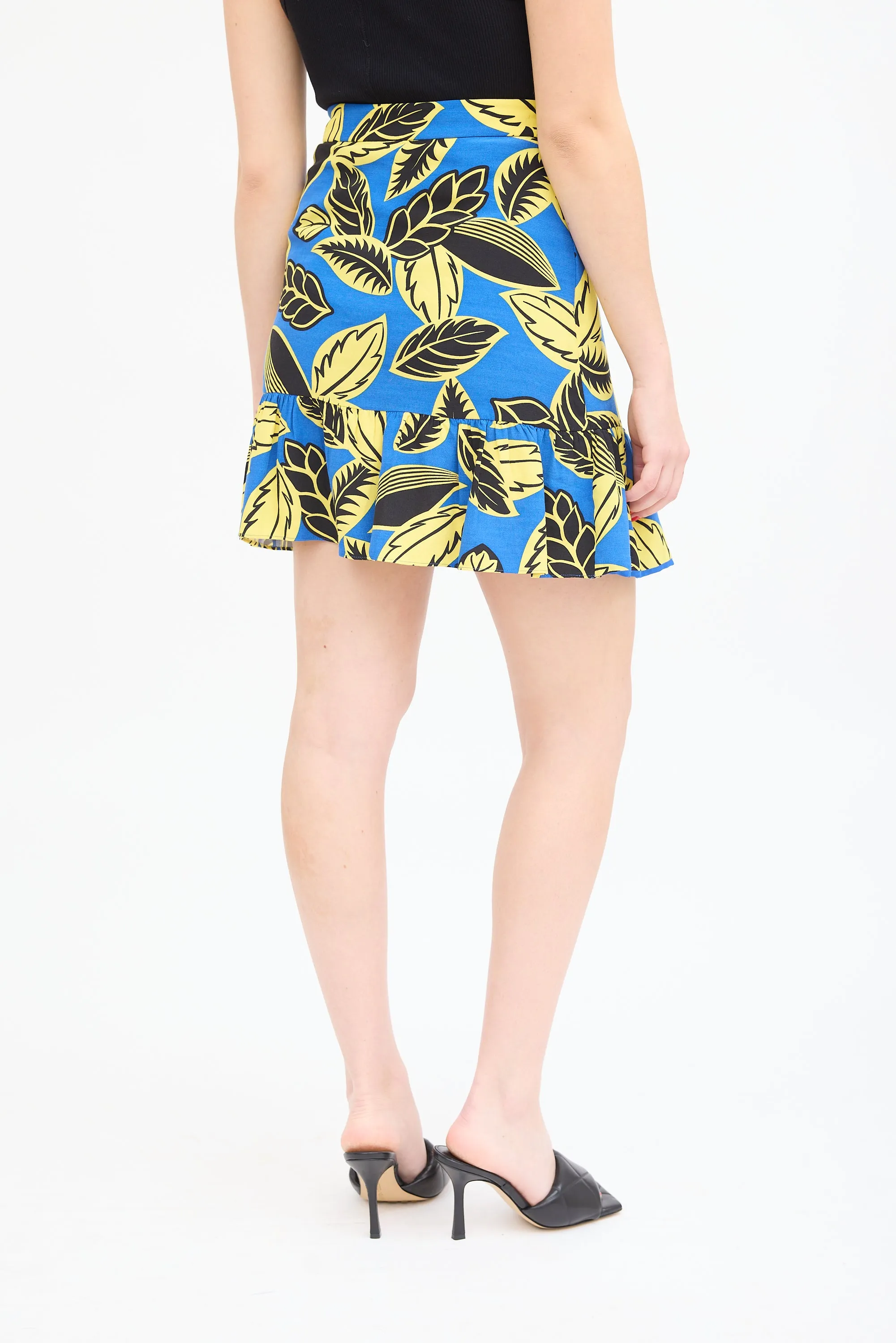 Boutique Blue & Multi Printed Wrap Skirt