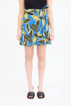 Boutique Blue & Multi Printed Wrap Skirt