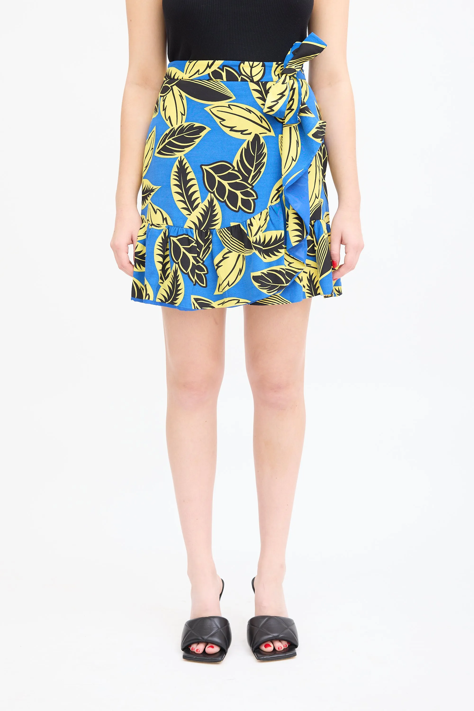 Boutique Blue & Multi Printed Wrap Skirt