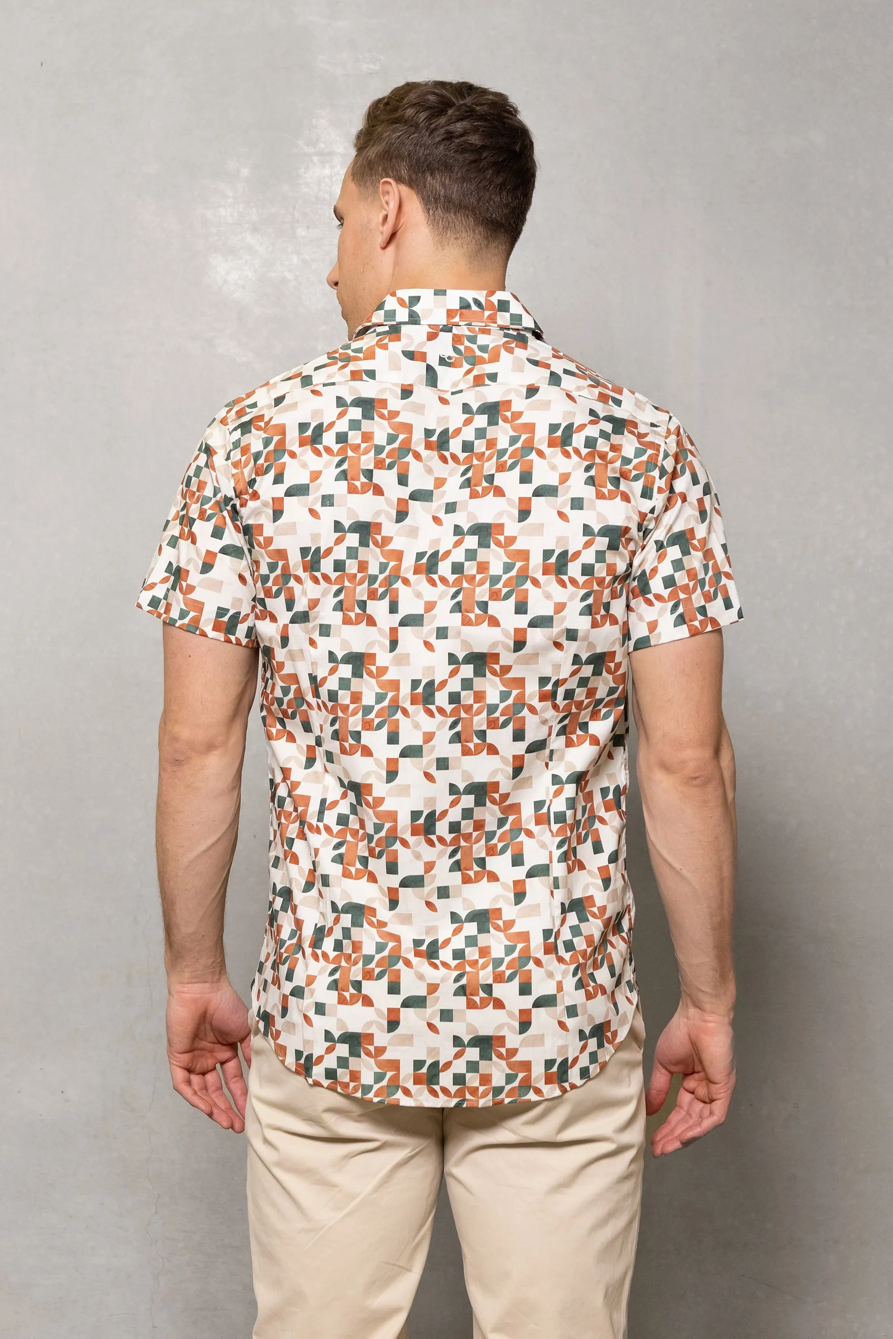 Brody Short Sleeve Print Shirt: Clay
