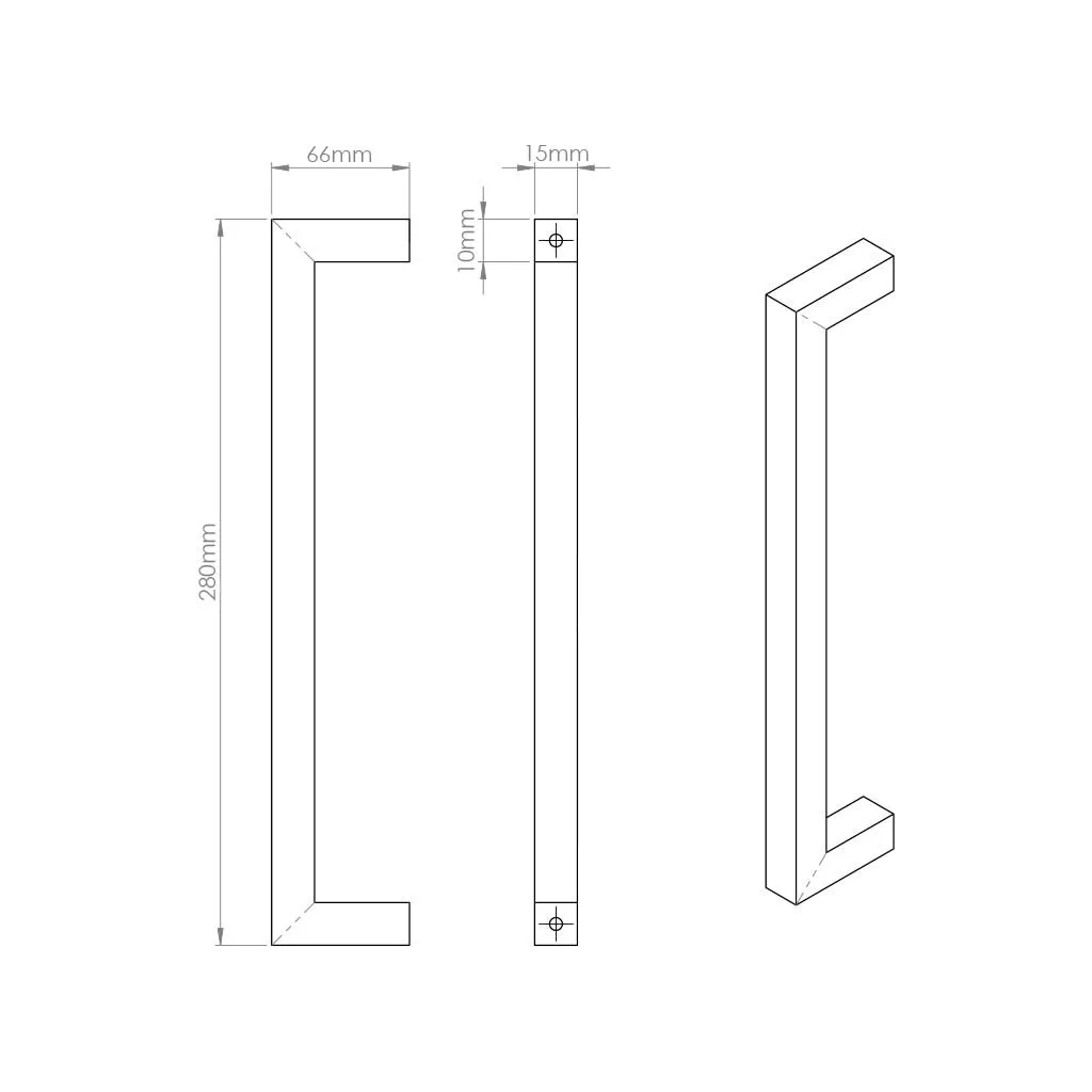 Concord 280mm Pair of Polished Stainless Steel Back to Back Pull Handles