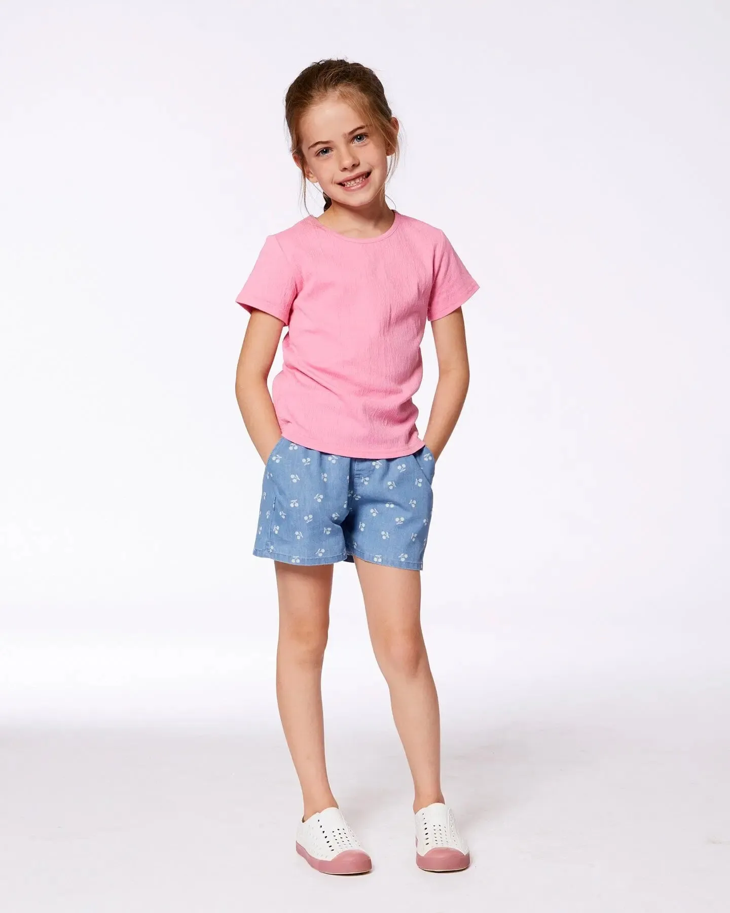 Crinkle Short Sleeve Top Candy Pink