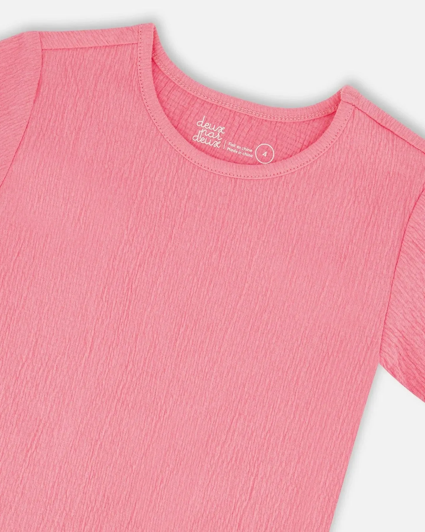 Crinkle Short Sleeve Top Candy Pink