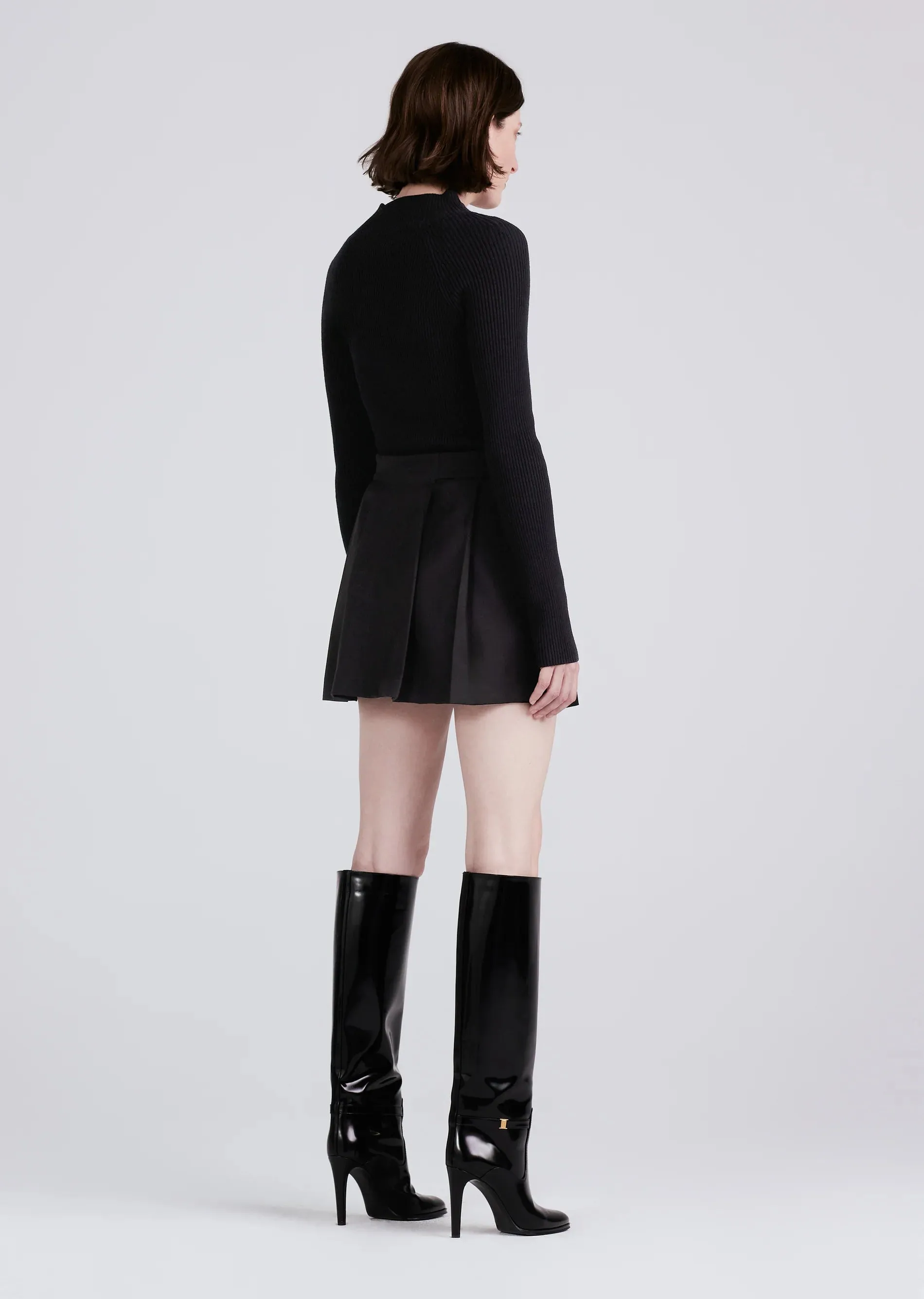 Derek Lam 10 Crosby - Filomena Black Knitted-Pleated Combo Mini Dress