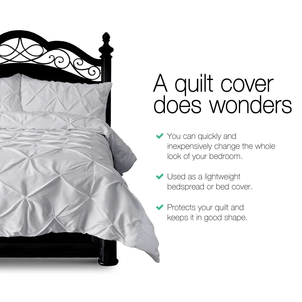 Diamond Pintuck Quilt Cover Set, Microfibre, 3-piece - Giselle Bedding