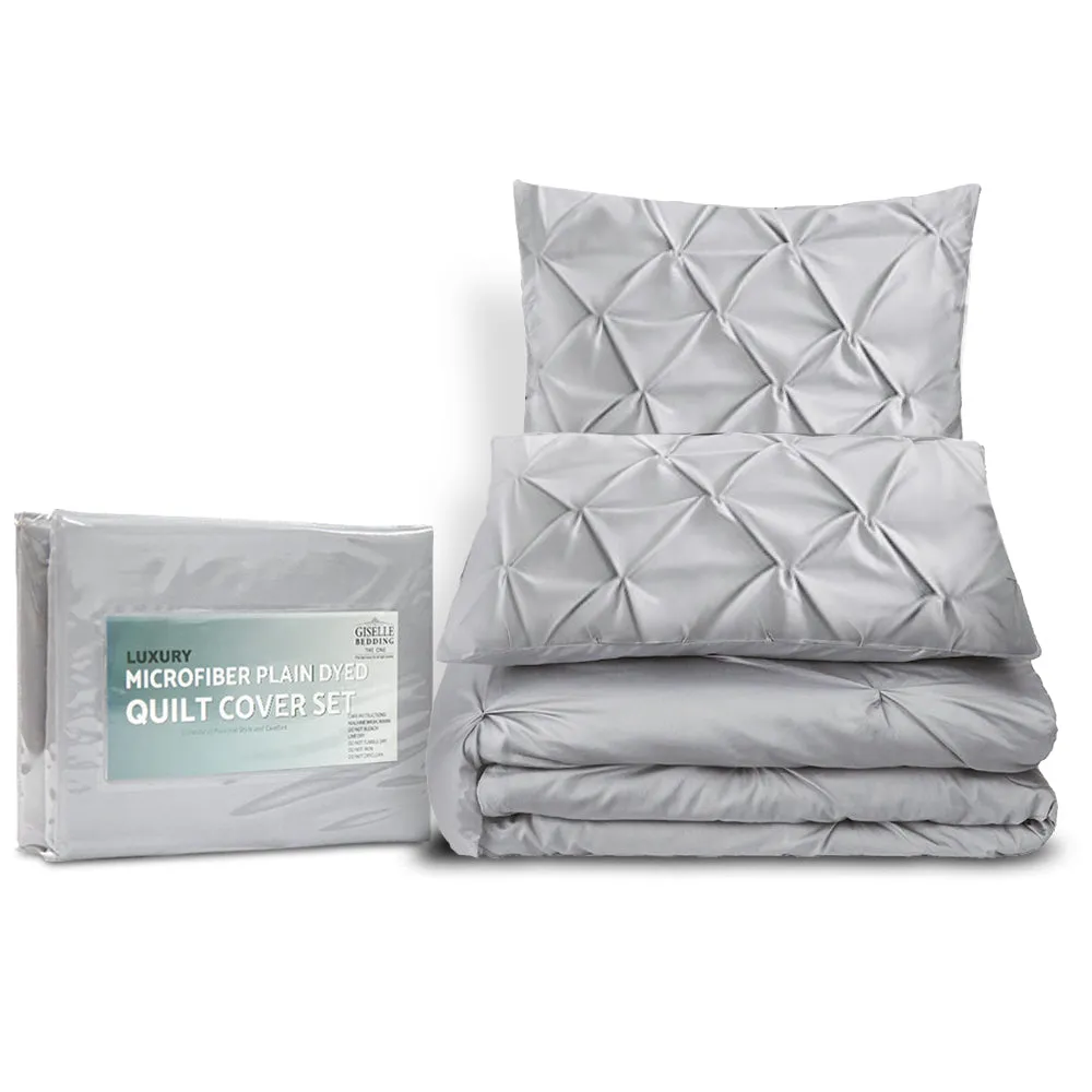 Diamond Pintuck Quilt Cover Set, Microfibre, 3-piece - Giselle Bedding