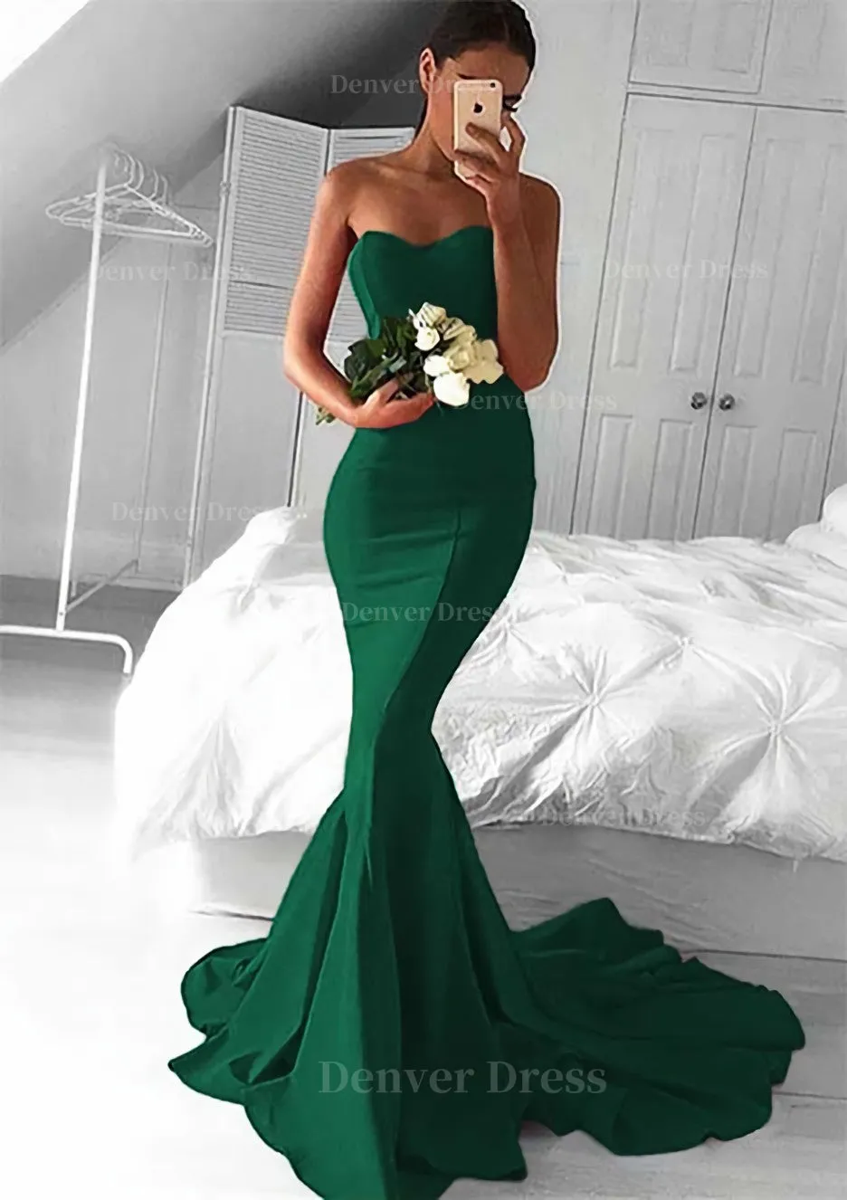 Elastic Satin Prom Dress Trumpet/Mermaid Sweetheart Court Train With Pleated