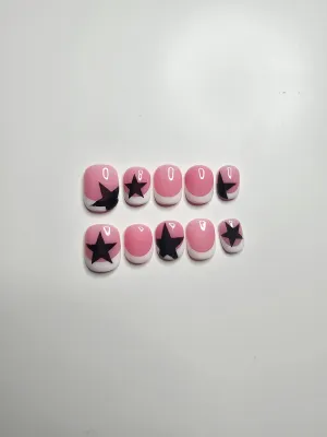 French Short Star Press-On Nails (Medium, Oval Square)