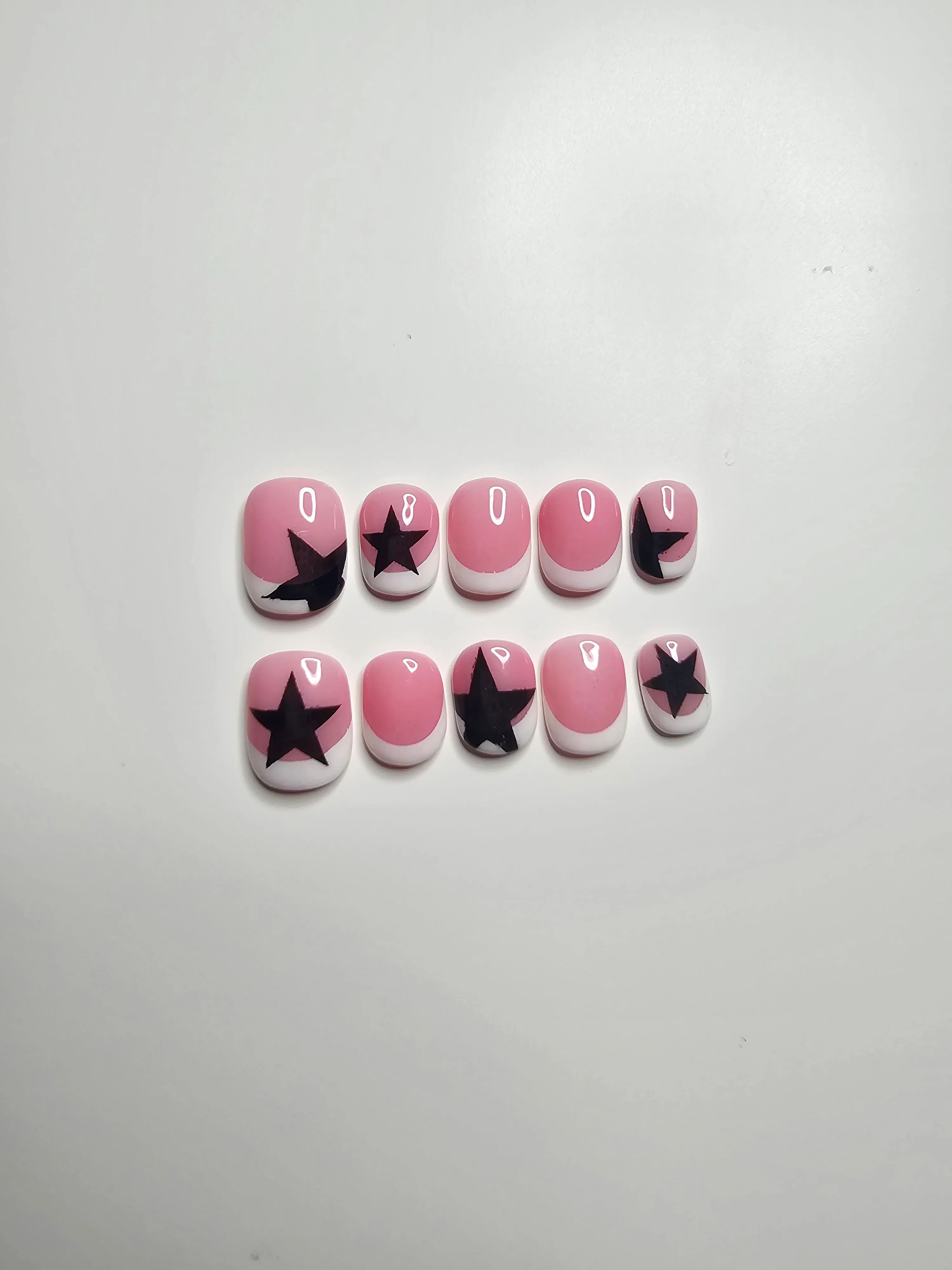 French Short Star Press-On Nails (Medium, Oval Square)