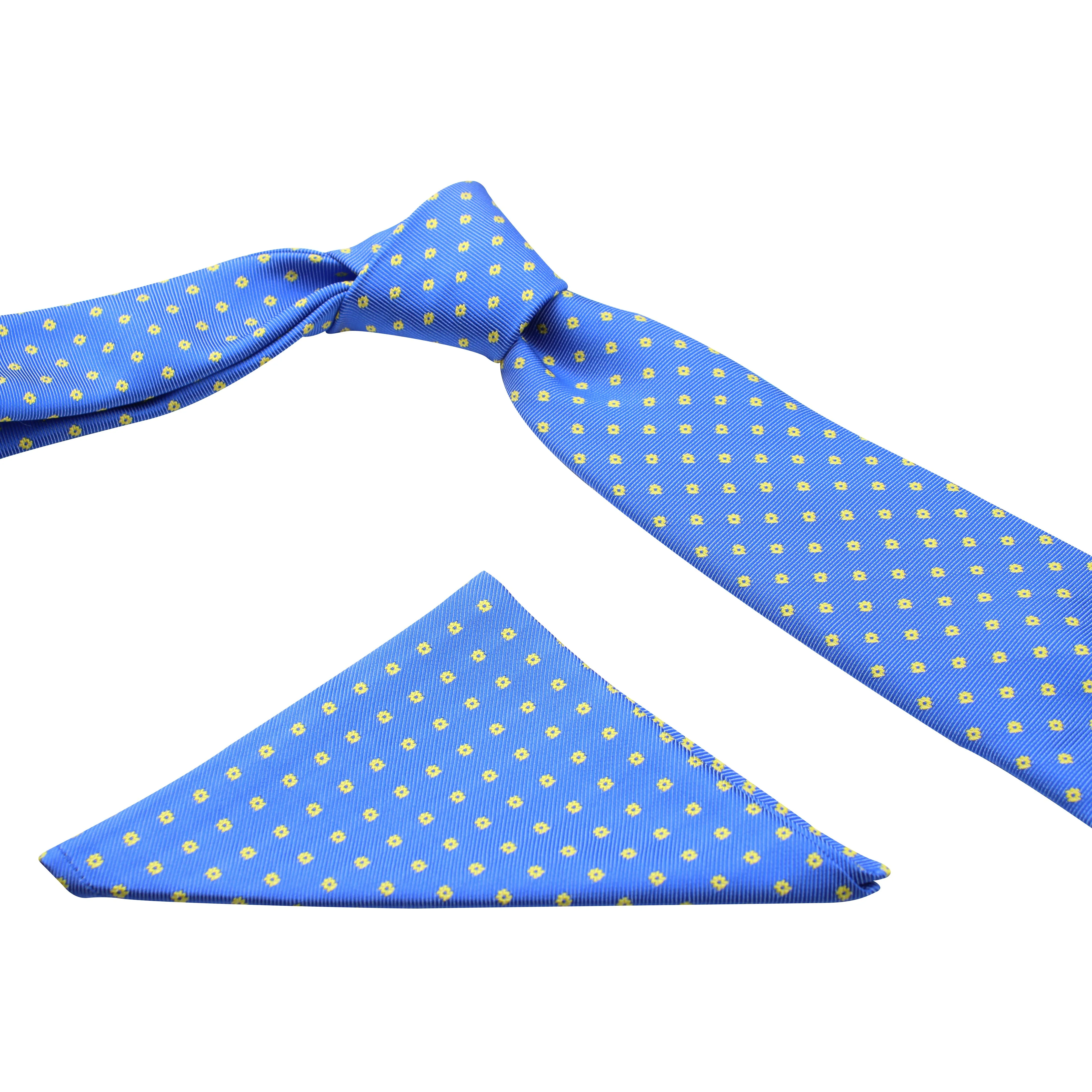 Kovove Elegant Blue Polka Dot Necktie and Pocket Square Gift Box