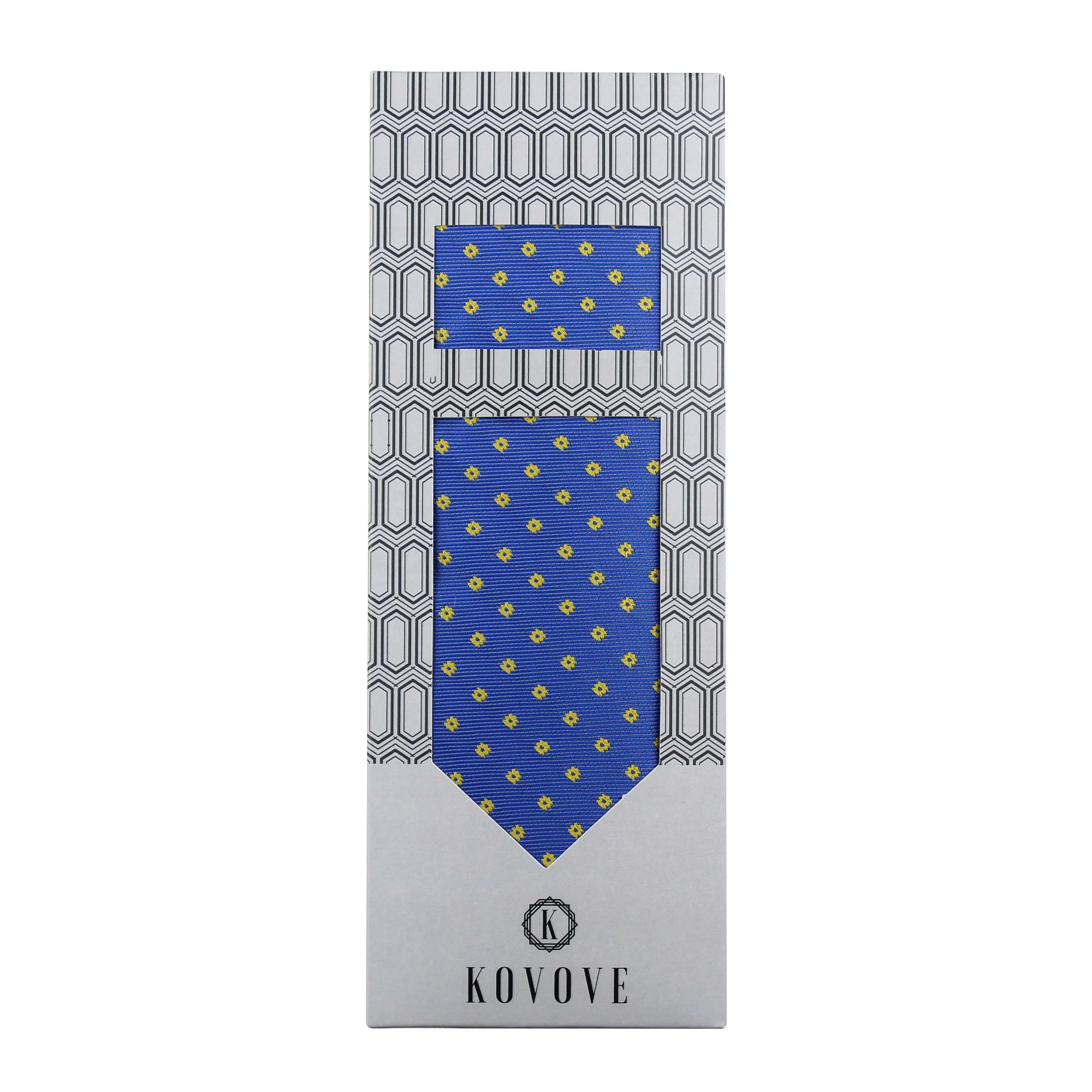 Kovove Elegant Blue Polka Dot Necktie and Pocket Square Gift Box