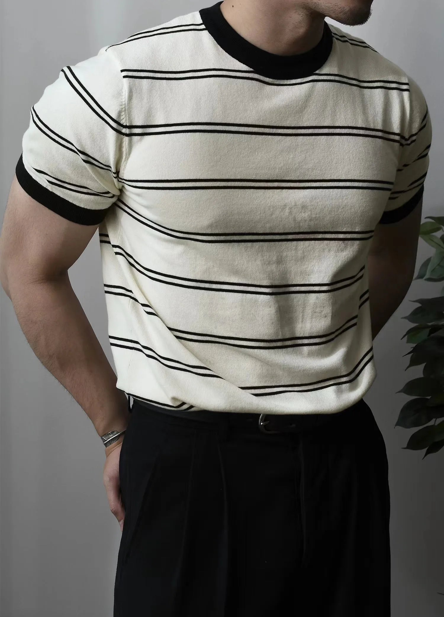 Men's Striped T-shirt Breton Top