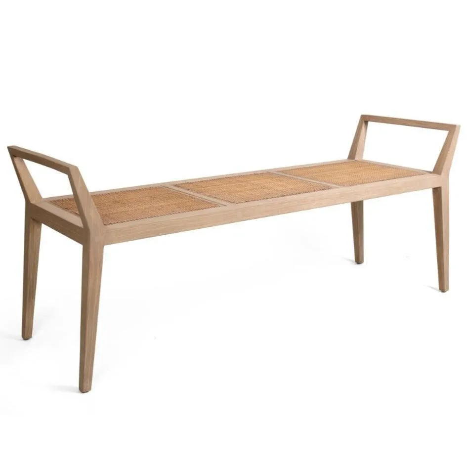 Modern Natural Rattan Seat Bench