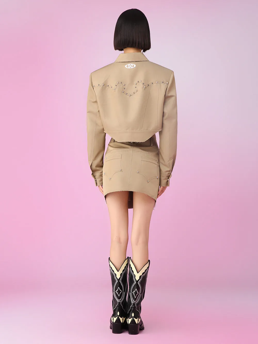 MUKZIN Double Waistline Khaki All-match Plain Simple Skirts