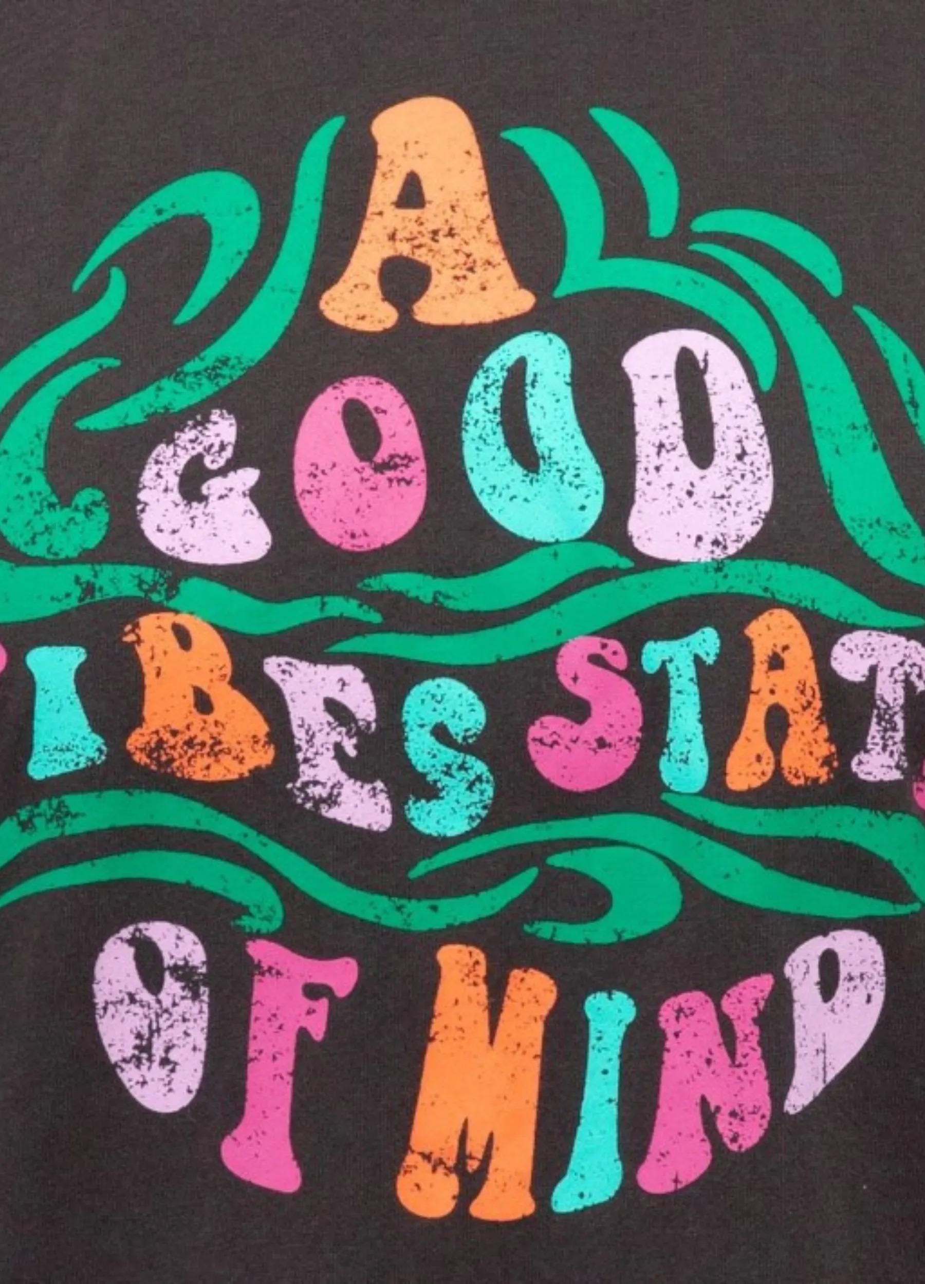 Paper Heart - Cap Sleeve Good Vibes Tee - Washed Black