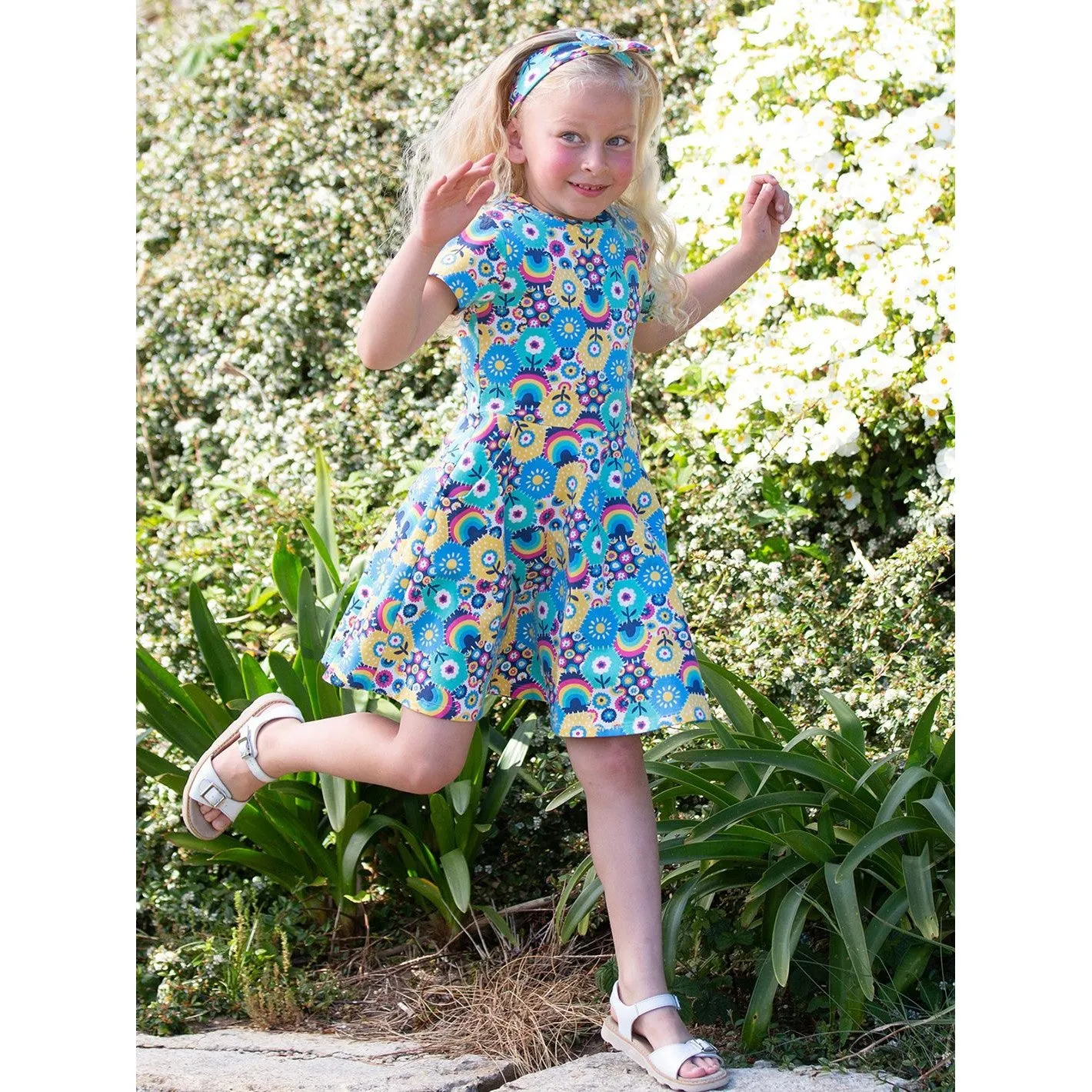 Patchwork Planet Short Sleeve Skater Dress