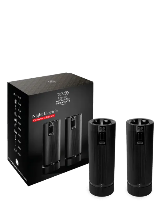 Peugeot Night Electric Gift Box – Set of Line Electric Matte Black Salt and Pepper Mills