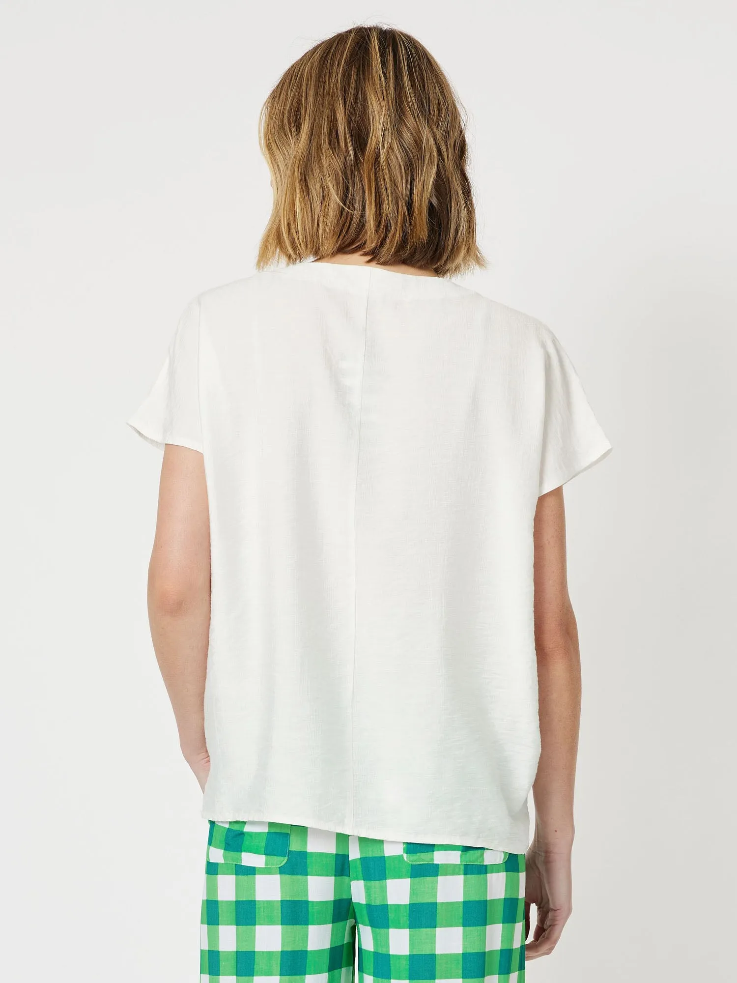 Piatto Pleat Front Top - White