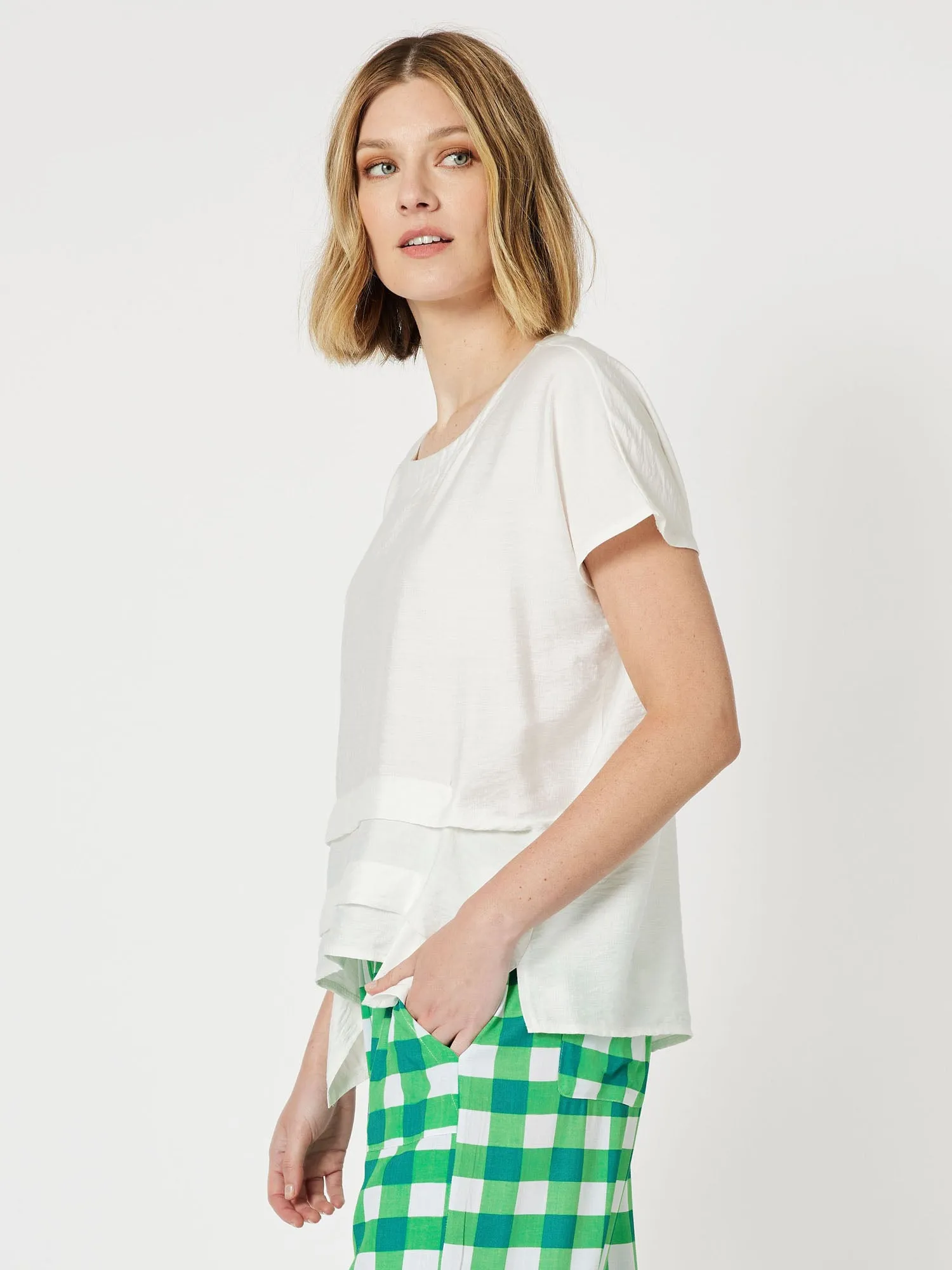 Piatto Pleat Front Top - White