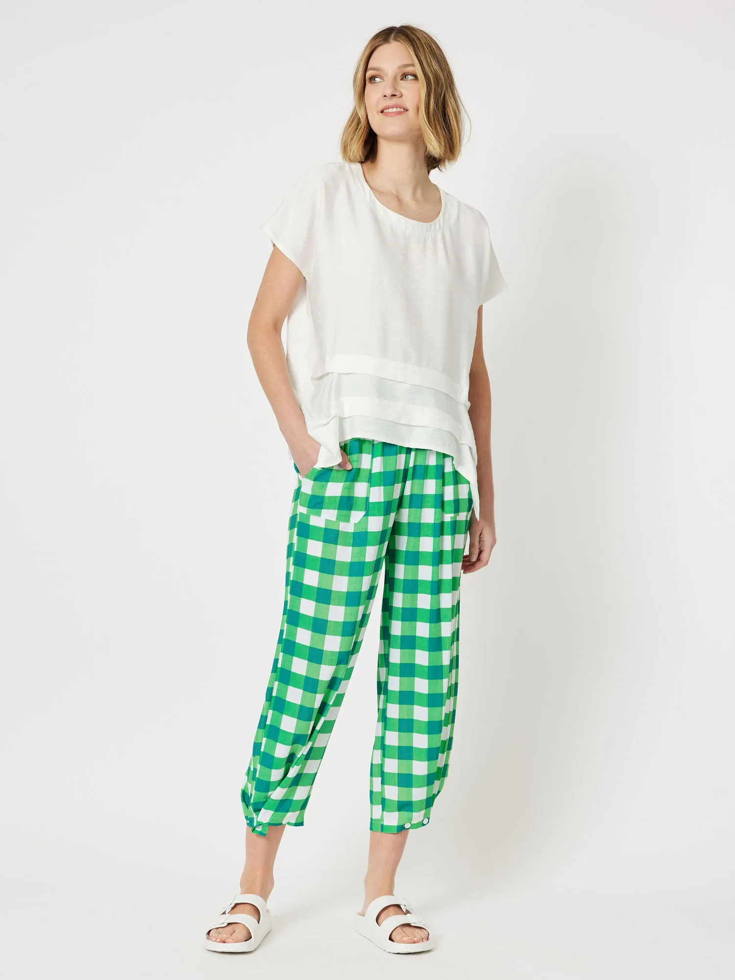 Piatto Pleat Front Top - White