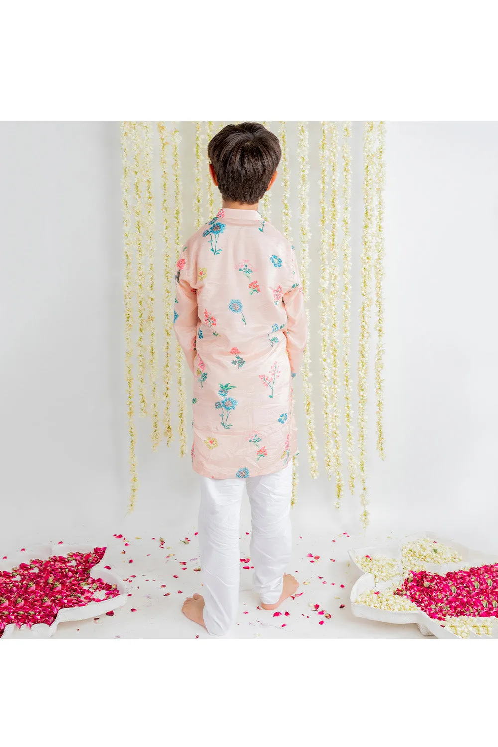 Pink Floral Printed Muslin Kurta With Pyjama Set