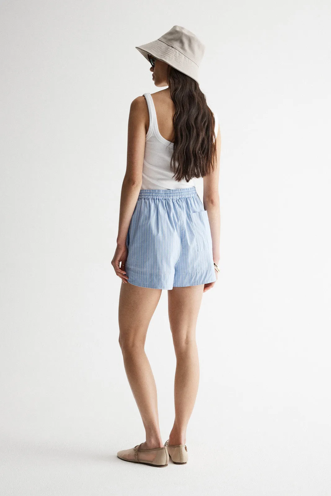 Poppy Short Blue Stripe
