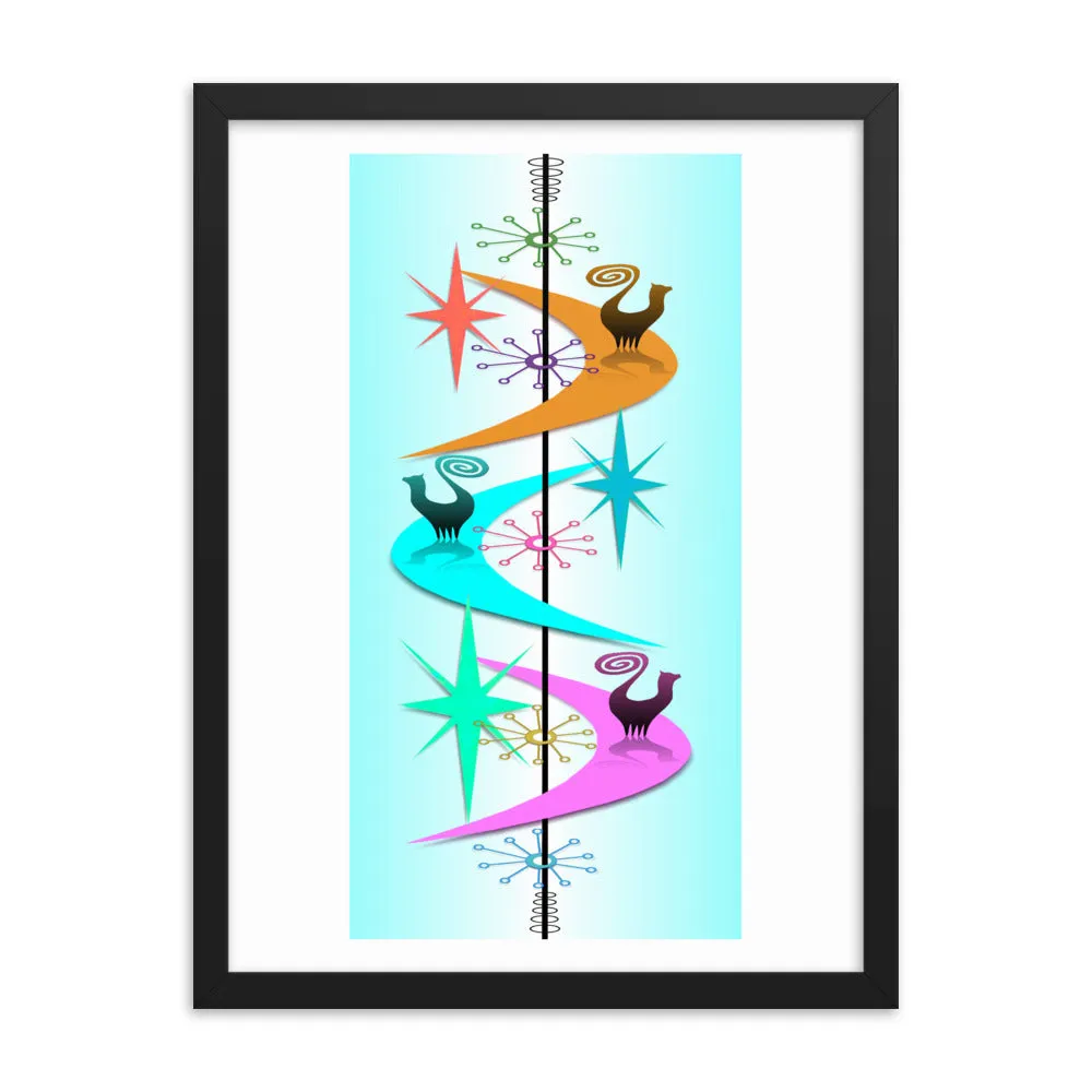 Retro Snooty Cats by John A. Conroy Framed poster