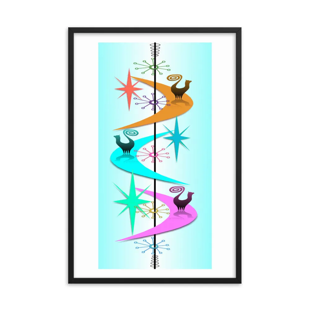 Retro Snooty Cats by John A. Conroy Framed poster