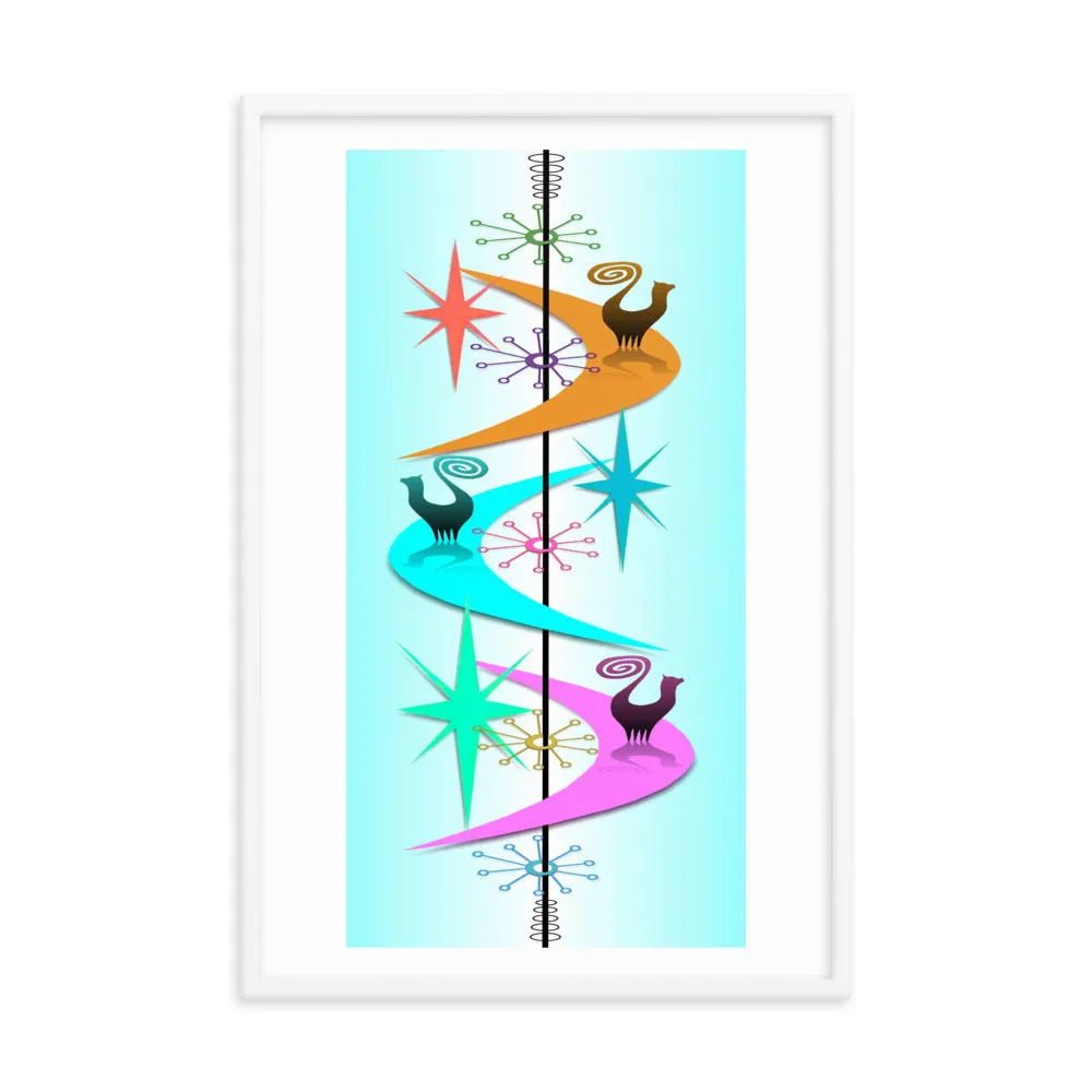 Retro Snooty Cats by John A. Conroy Framed poster
