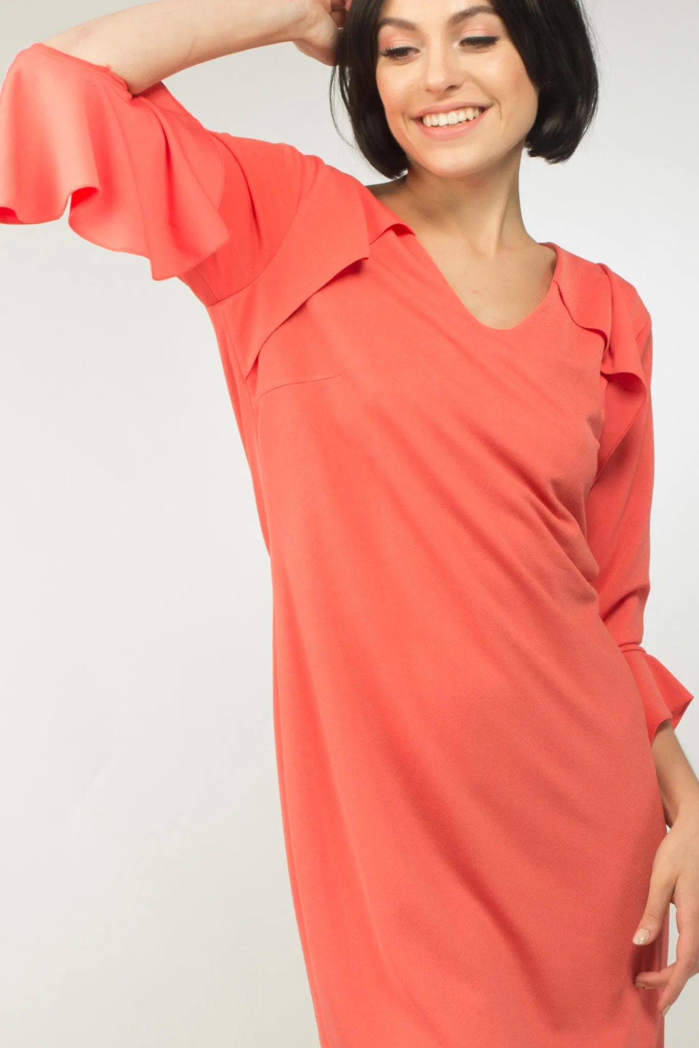 Rojo Flounce Sleeve Dress