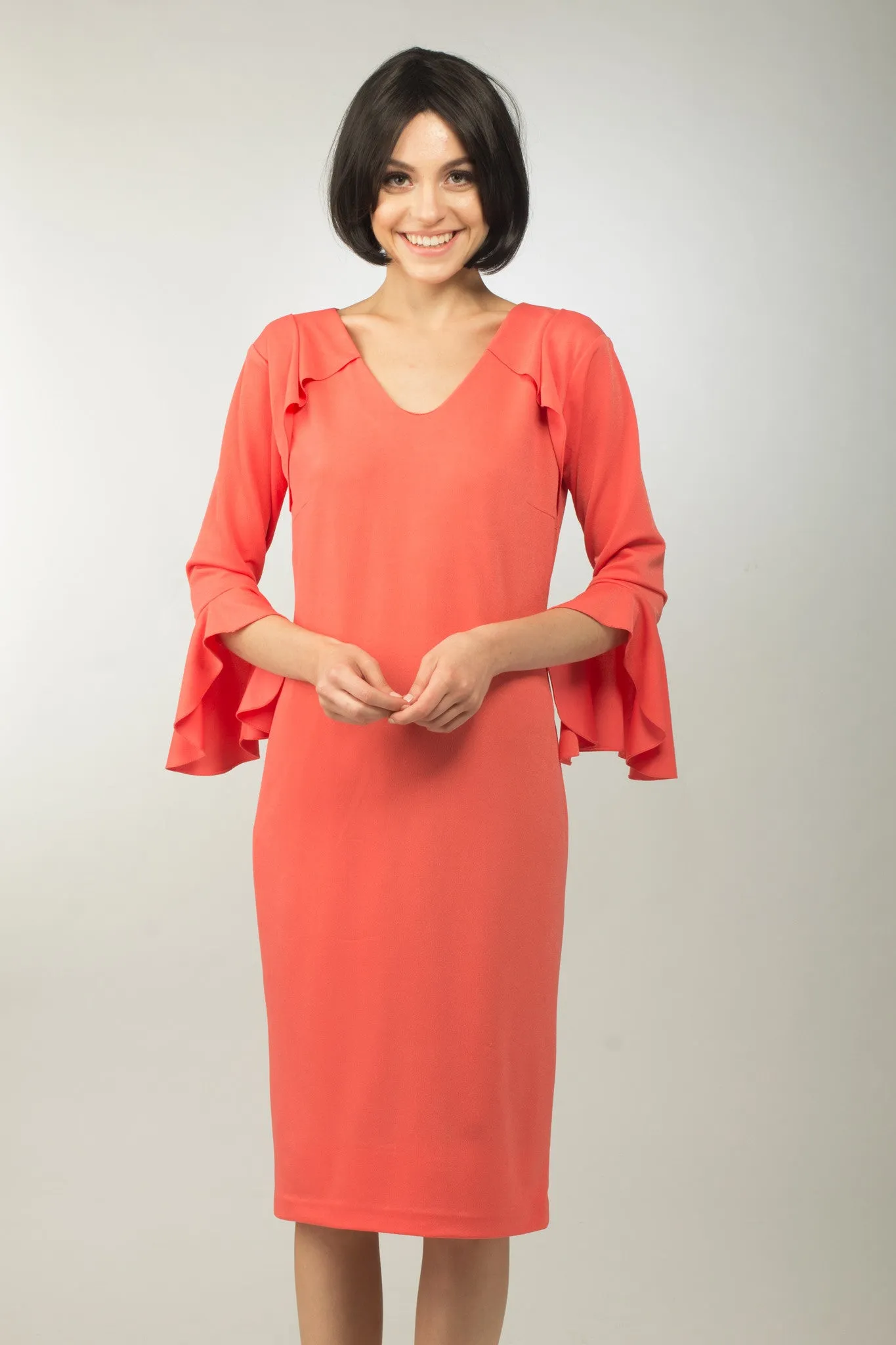 Rojo Flounce Sleeve Dress