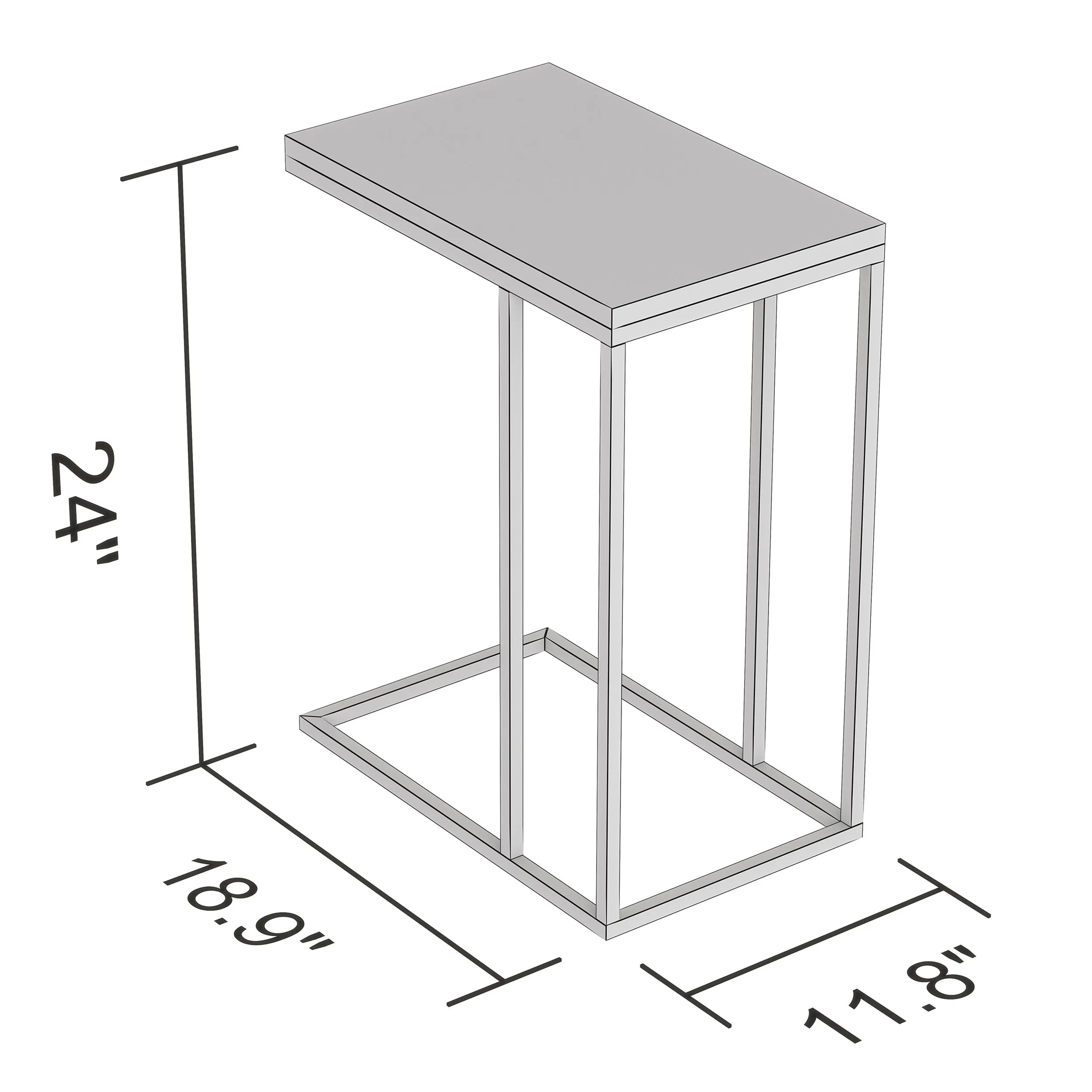 Safdie & Co. Accent Table 19L C-Shaped Marble Black Metal