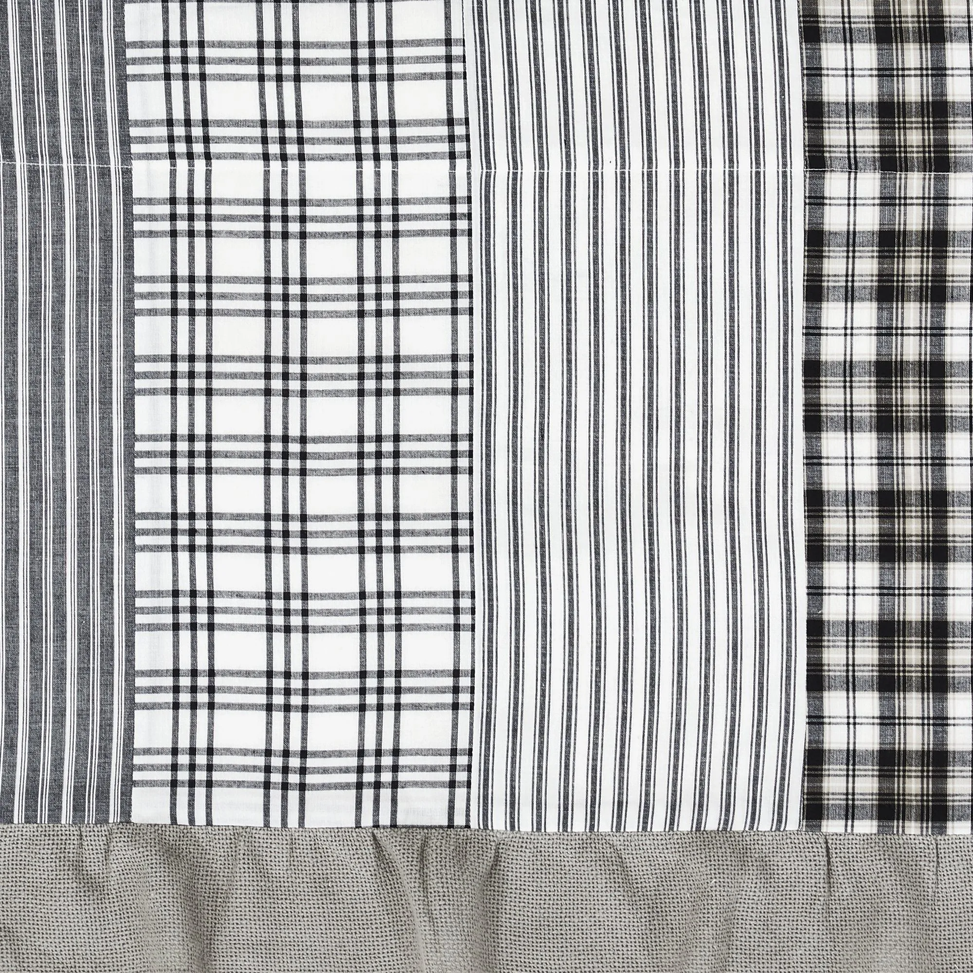 Sawyer Mill Black Lined Short Panel with Attached Patchwork Valance 63"