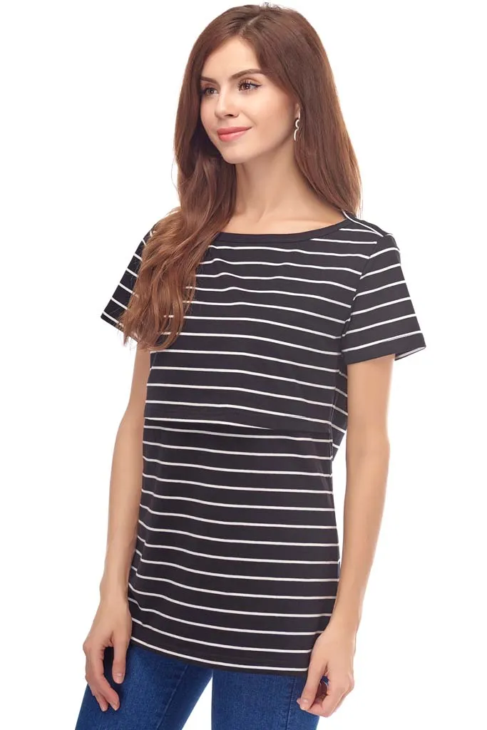 Smallshow Cotton Short Sleeve Maternity Nursing Tops