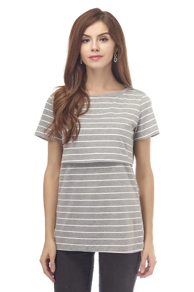 Smallshow Cotton Short Sleeve Maternity Nursing Tops