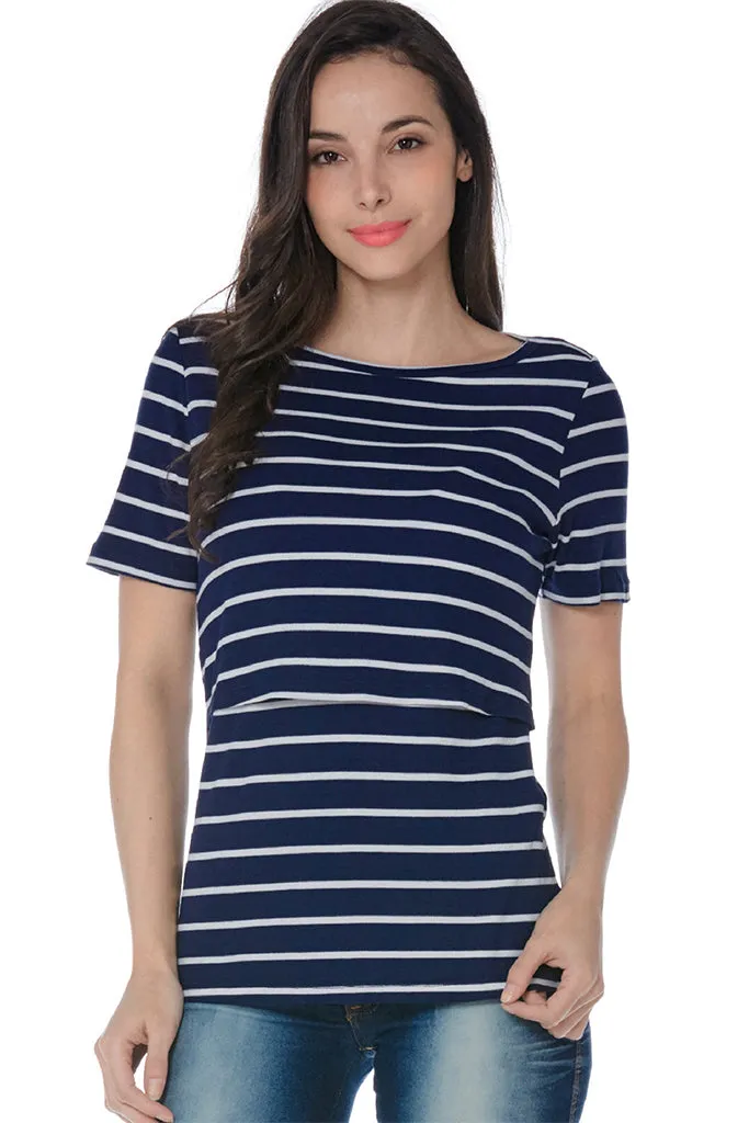 Smallshow Cotton Short Sleeve Maternity Nursing Tops