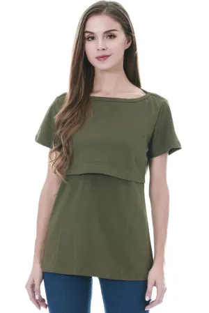 Smallshow Cotton Short Sleeve Maternity Nursing Tops
