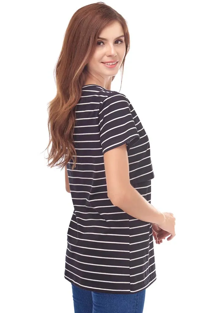 Smallshow Cotton Short Sleeve Maternity Nursing Tops