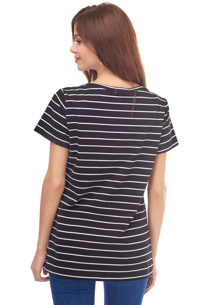 Smallshow Cotton Short Sleeve Maternity Nursing Tops