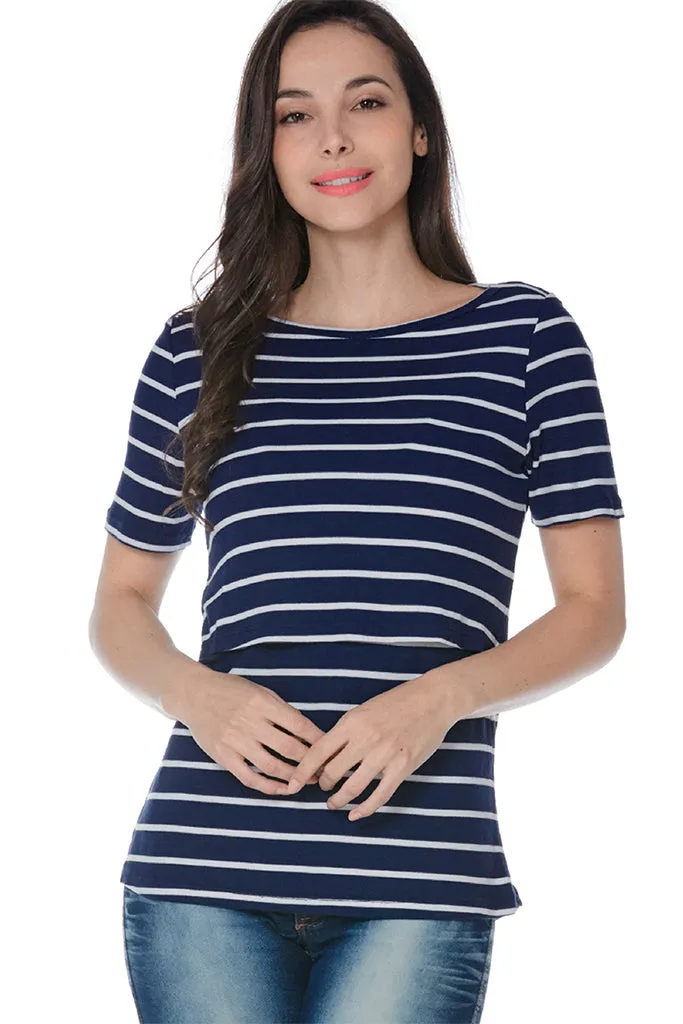 Smallshow Cotton Short Sleeve Maternity Nursing Tops