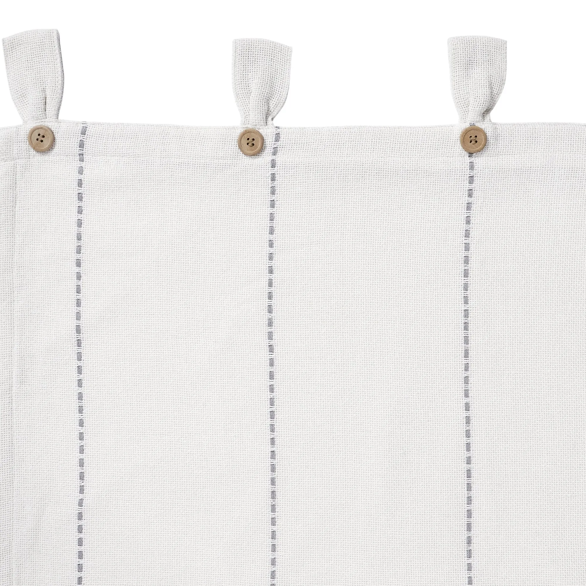 Stitched Burlap White Lined Short Panel Curtains 63"