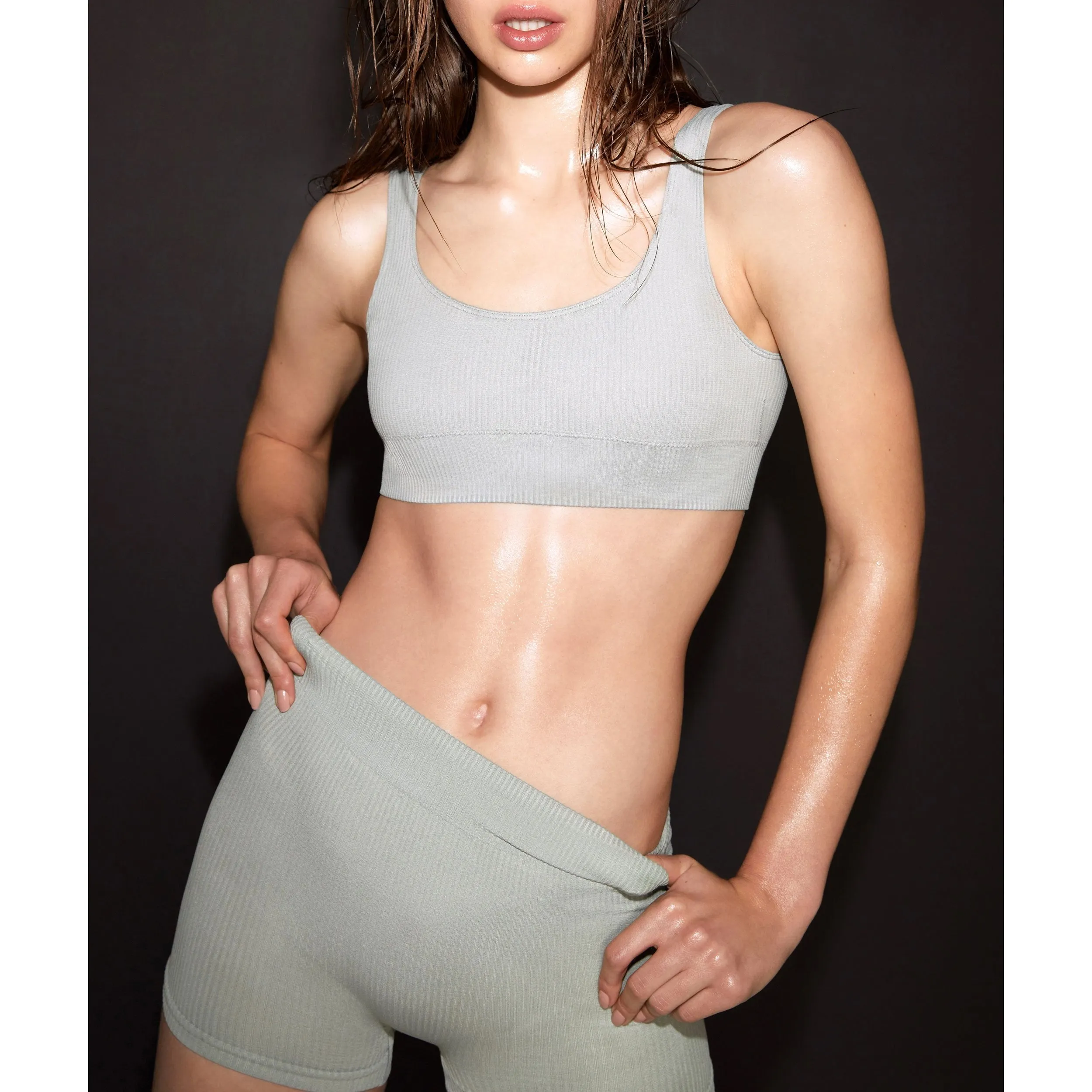 STRETCH RIB SCOOP BRALETTE | ROSE CLAY