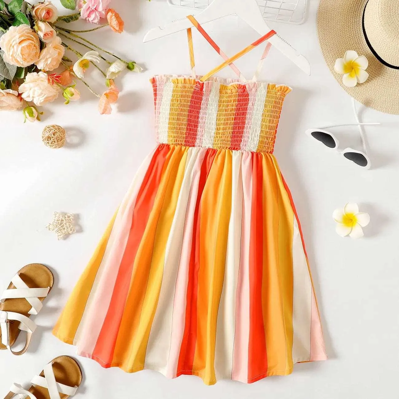 Stripe Smocked Slip Dress - Kids Girl
